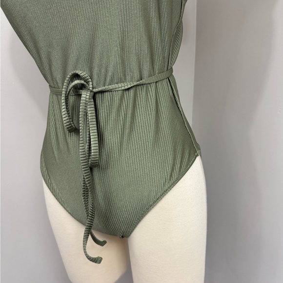 Aerie Olive Ribbed One Piece Swimsuit - Picture 2 of 13